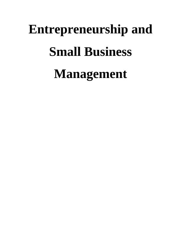 (pdf) Entrepreneurship & Small Business Management - Assignment_1