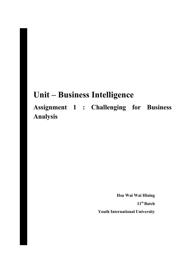 business intelligence assignment 1