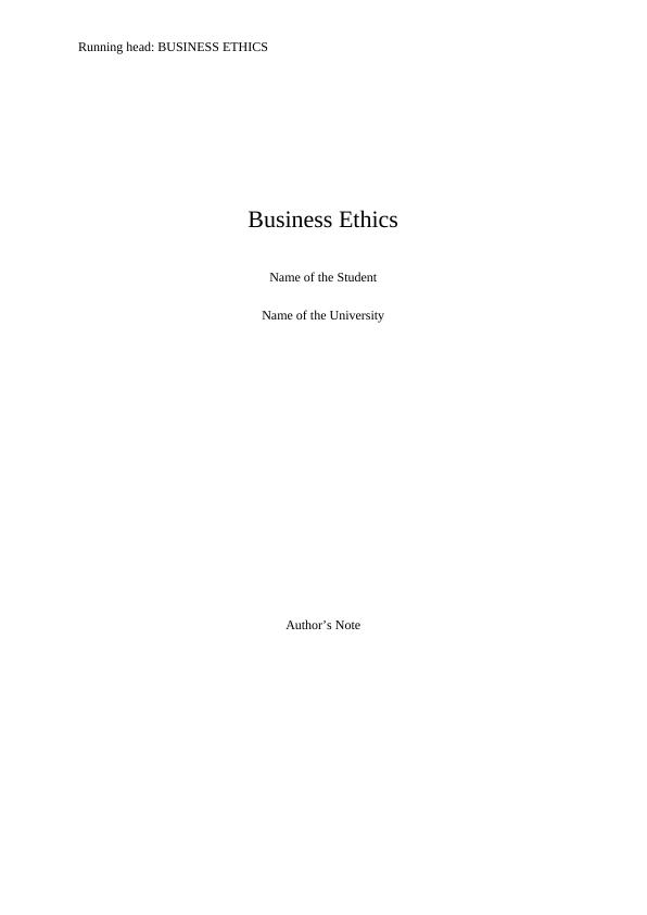 Report on Business Ethical Issues - Desklib_1