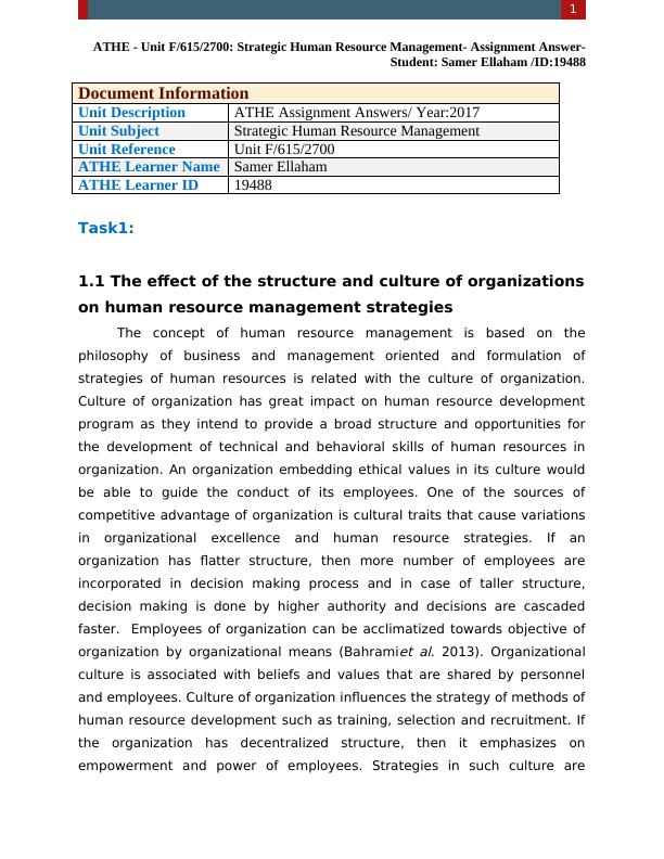 Assignment Strategic Human Resource Management_1
