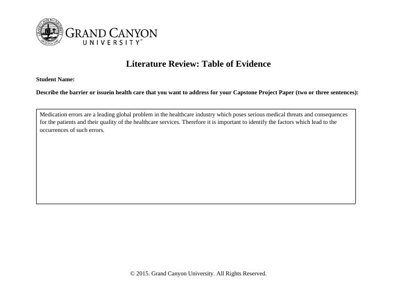 Literature Review: Table of Evidence_1