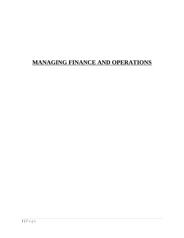 Managing Finance and Operations Essay_1