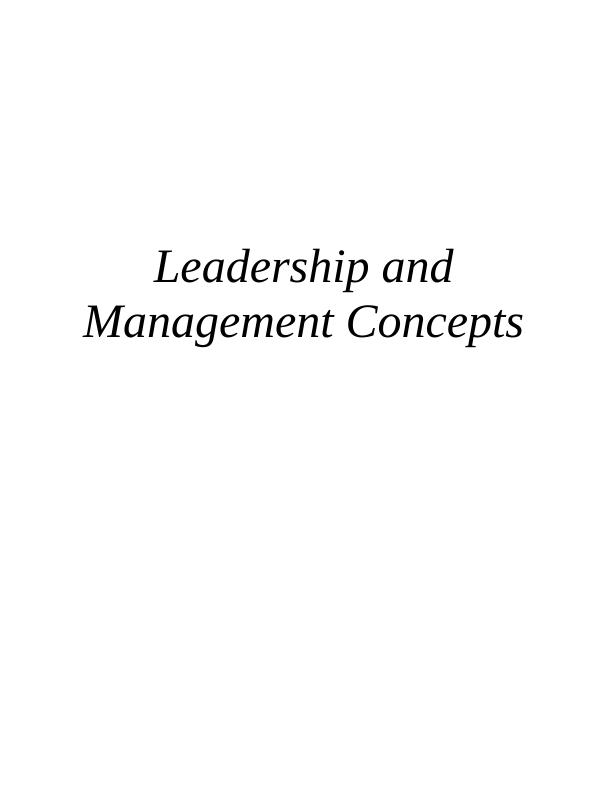 Leadership and Management Concepts Assignment Sample_1