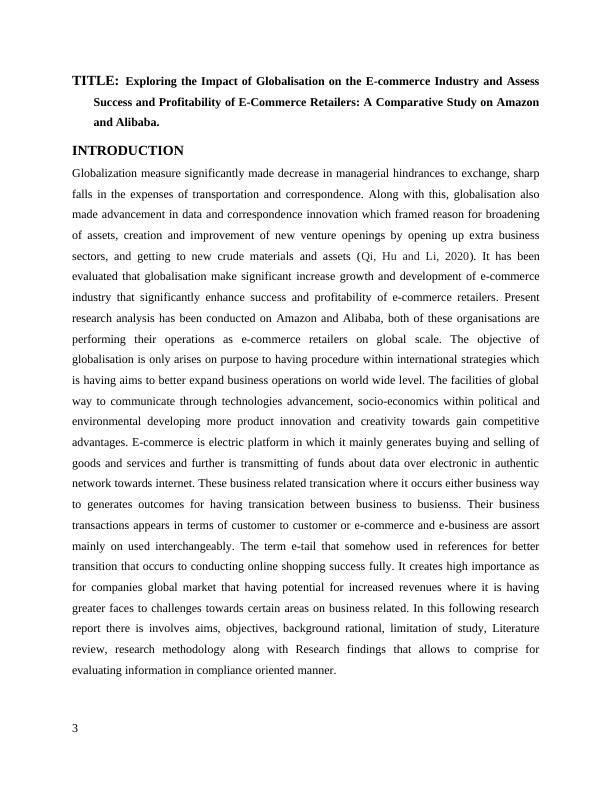 Exploring the Impact of Globalisation on the E-commerce Industry and Assess Success and Profitability of E-Commerce Retailers: A Comparative Study on Amazon and Alibaba_3