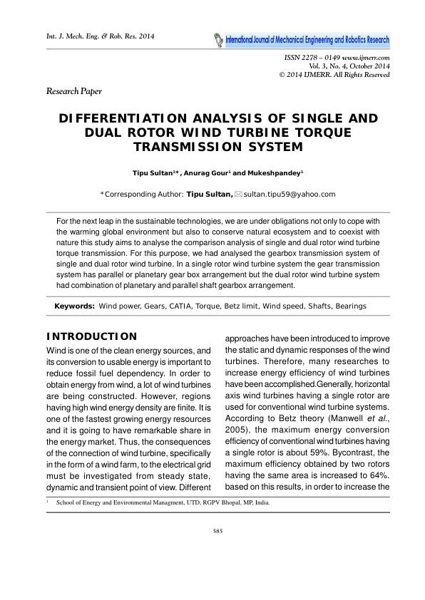 Differentiation Analysis of Single and Dual Rotor Wind Turbine Torque Transmission System_1
