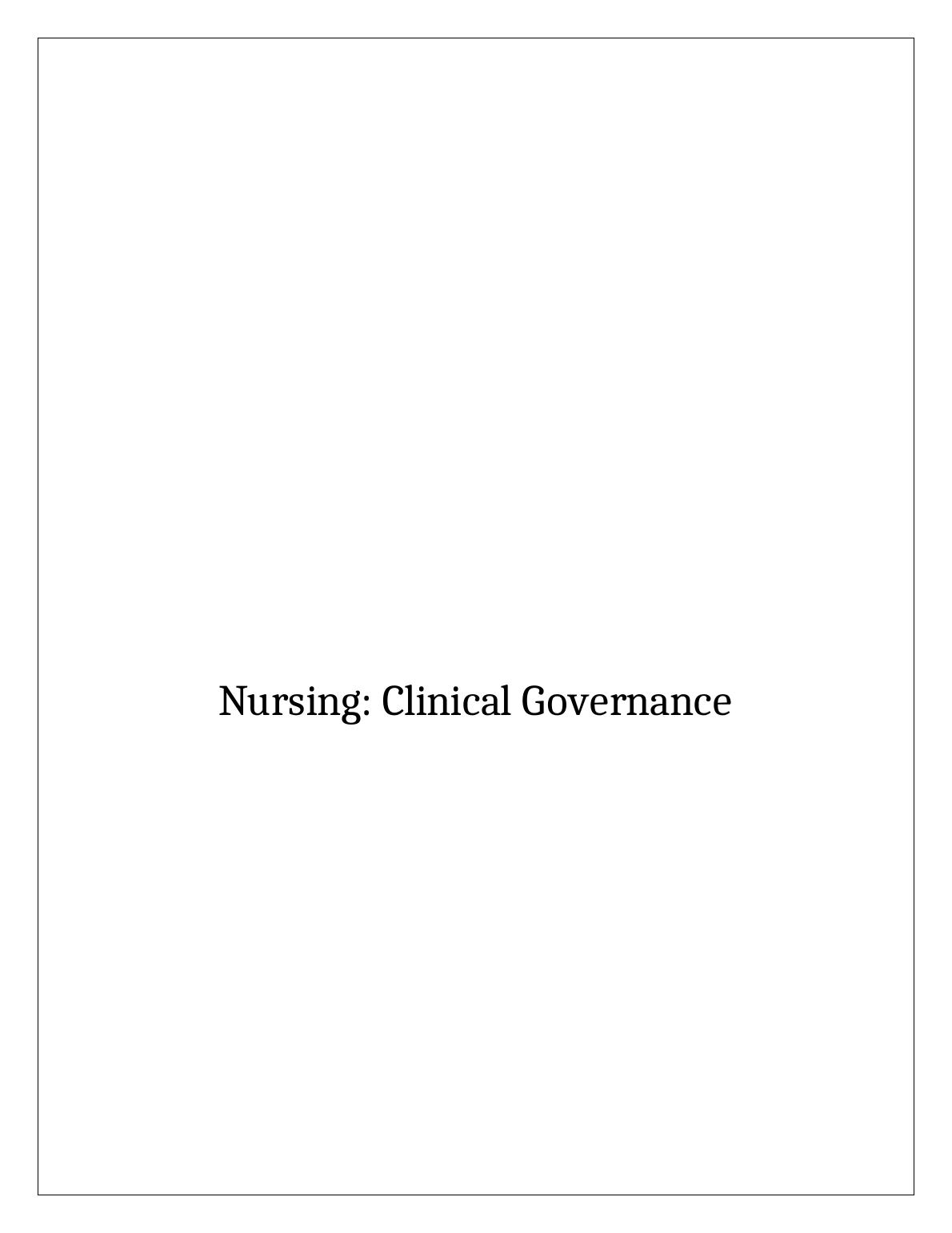 assignment on clinical governance