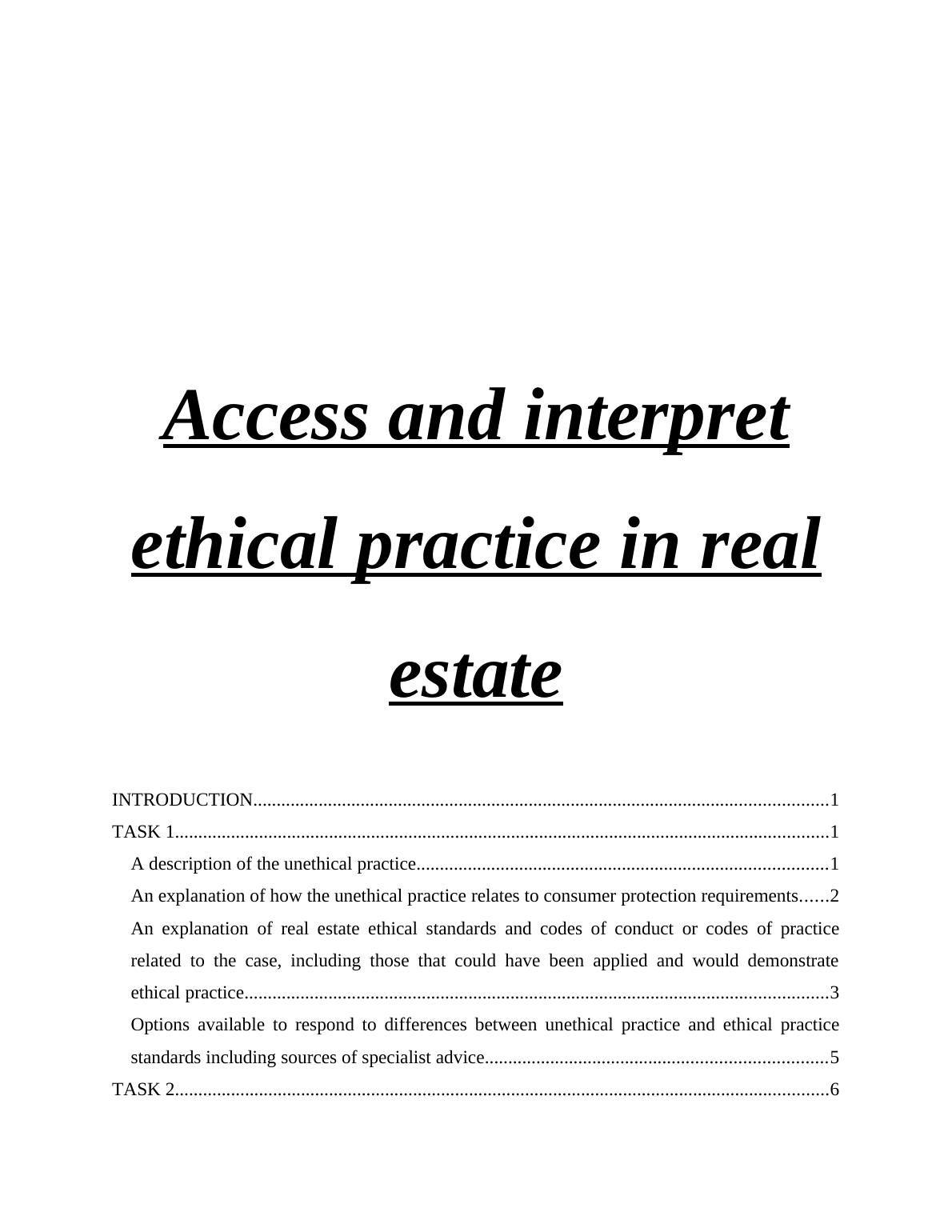 cpprep4002-access-and-interpret-ethical-practice-in-real-estate-the