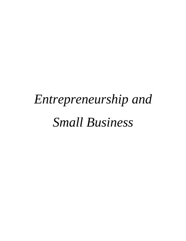 Entrepreneurship and Small Business Sample Assignment_1