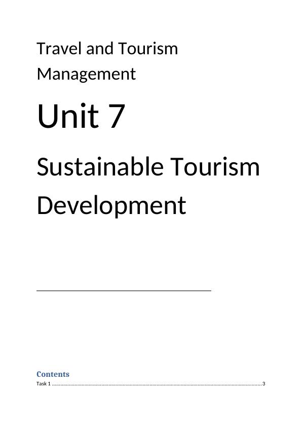 Travel and Tourism Management - Assignment_1