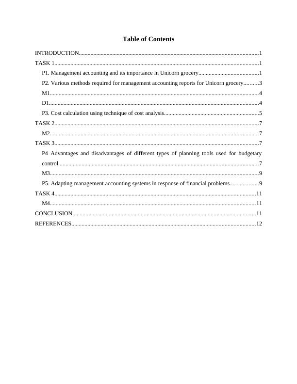 Report on Management Accounting for Company_2