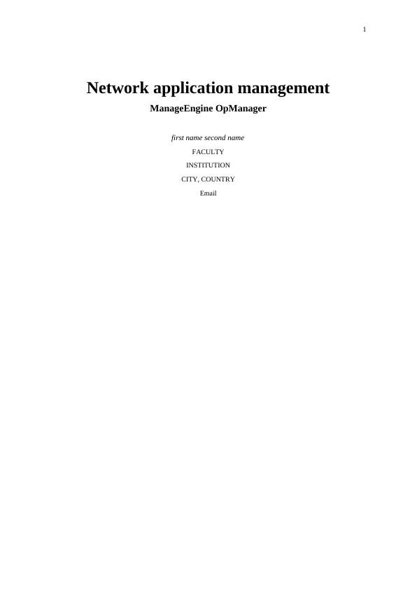 ManageEngine OpManager: Network Application Management_1