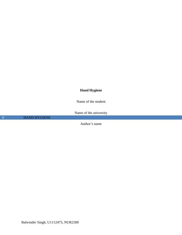 Hand Hygiene Importance, Strategies, and