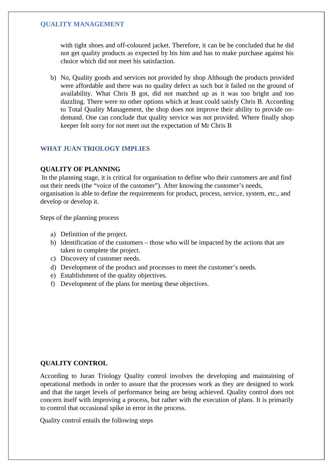 quality management assignment pdf