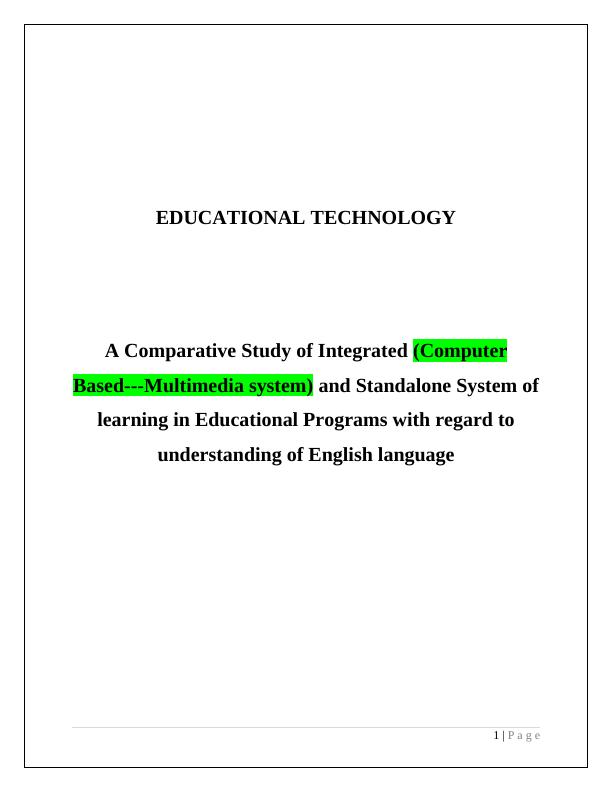 A Comparative Study of Integrated and Standalone System of Learning in Educational Programs_1