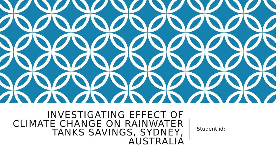 Effect of Climate Change on Rainwater Tanks Savings in Sydney, Australia_1
