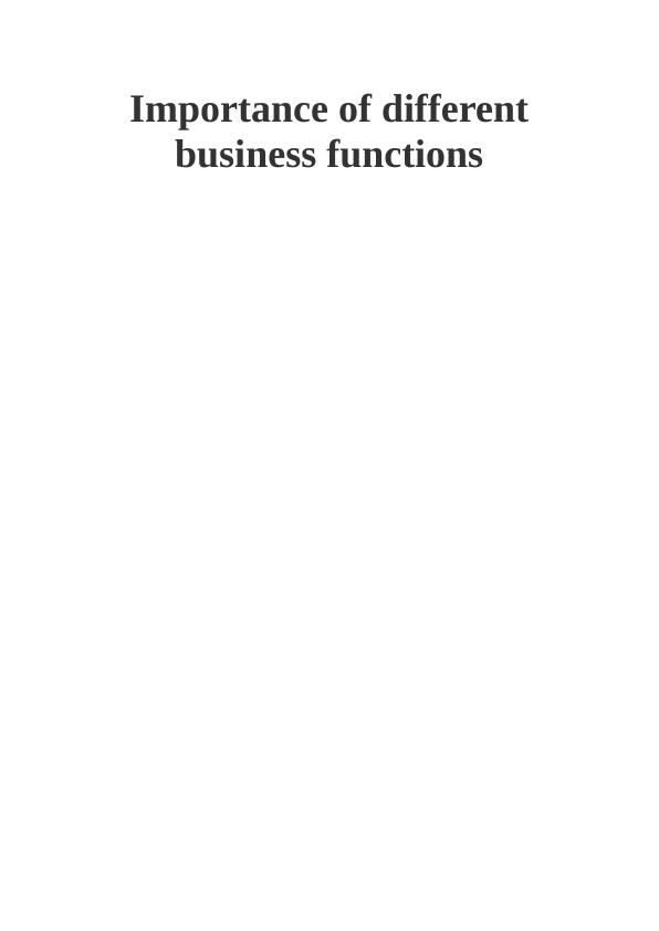 Importance of Different Business Functions Assignment_1