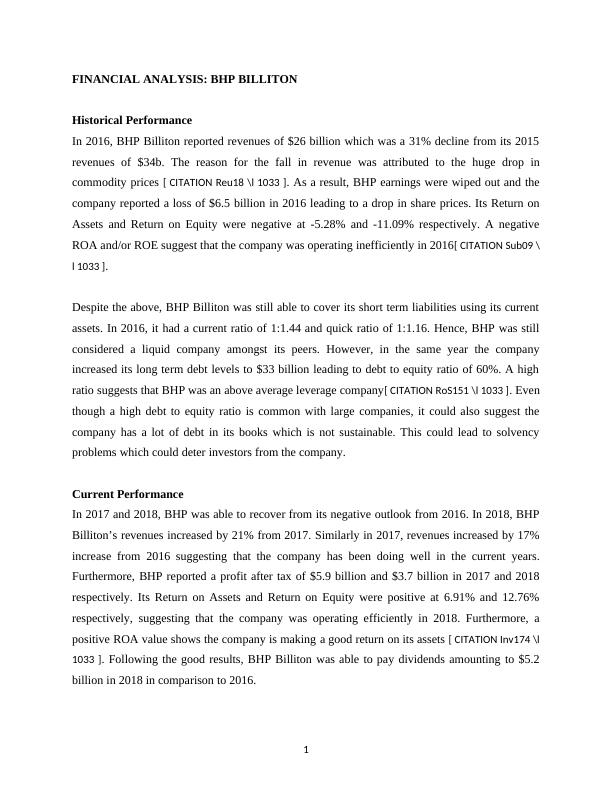 BHP Billiton Financial Analysis_1
