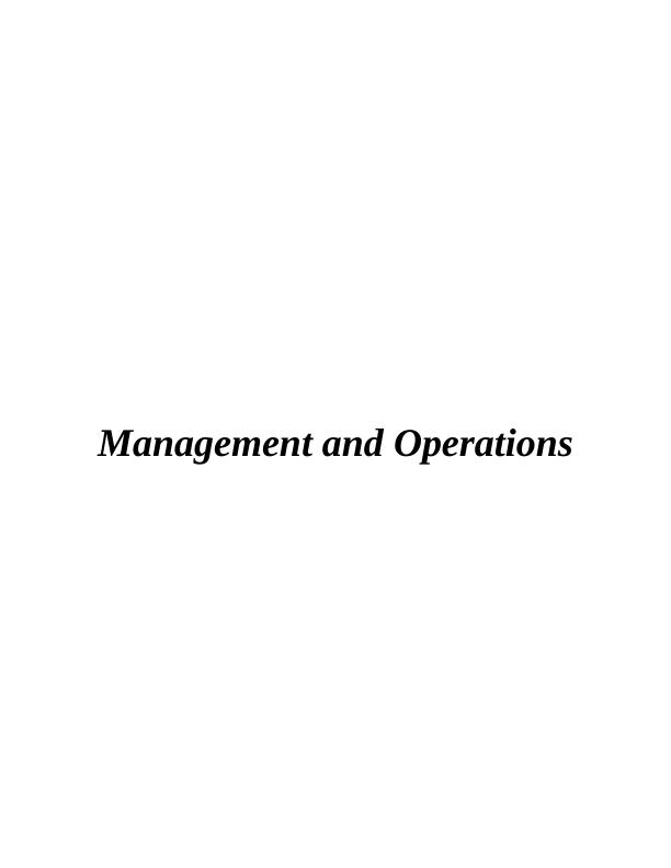 Management and Operations -  Marks and Spencer  Assignment_1