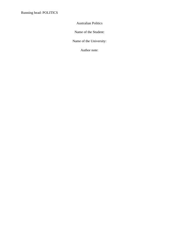 8296 Introduction to Politics and Government of Australia_1