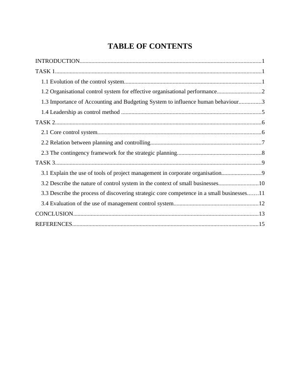 Management Control System Assignment - Doc