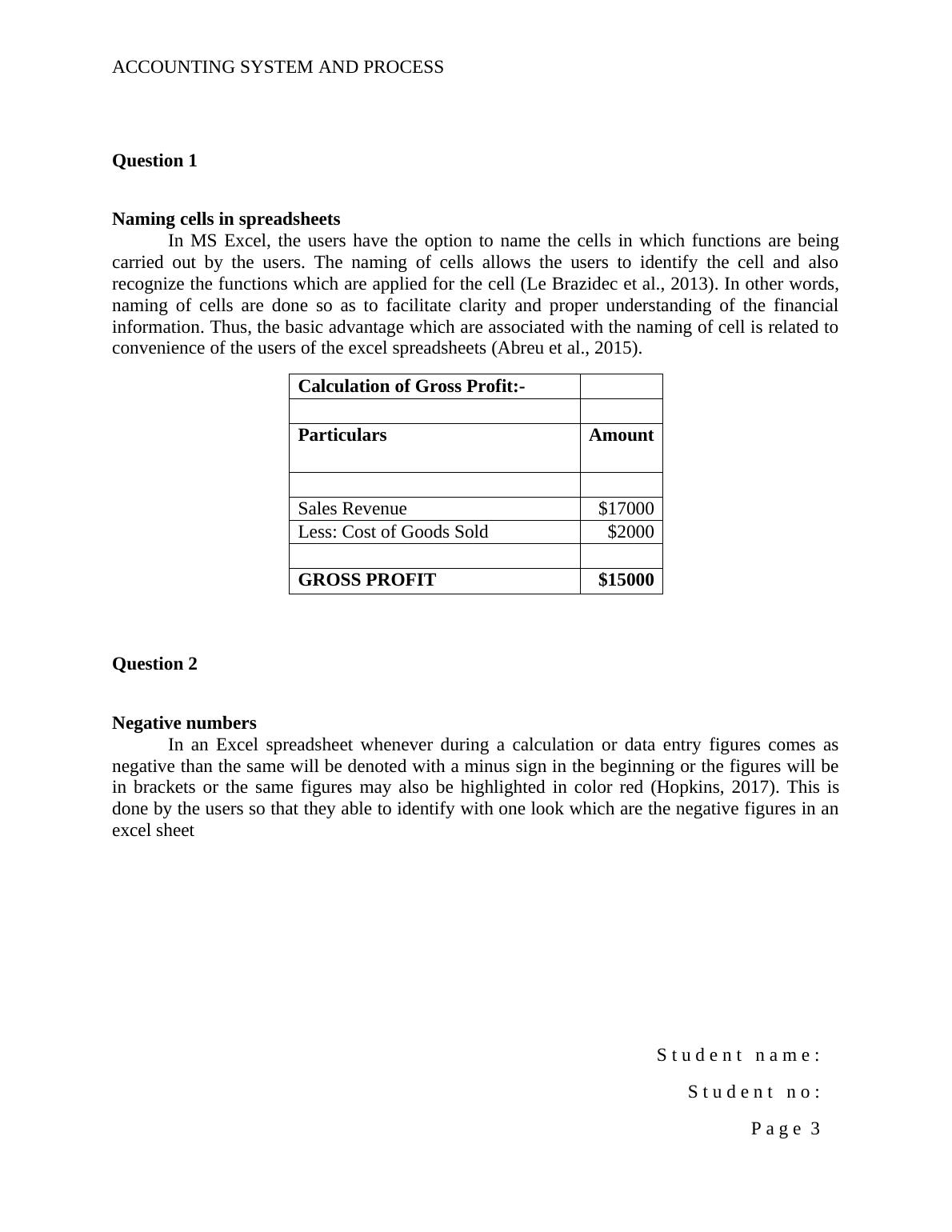Accounting Systems and Processes  - Sample   Assignment_3
