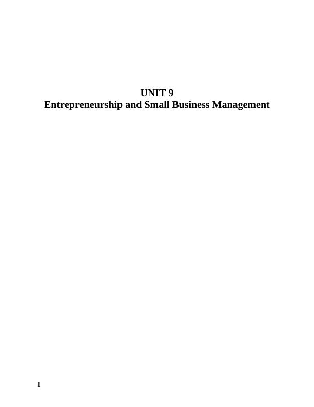 UNIT 9. Entrepreneurship and Small Business Management | Assignment_1