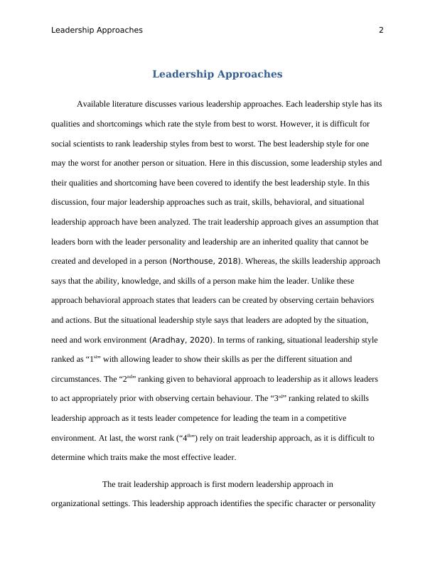 Leadership Approaches | Essay_3