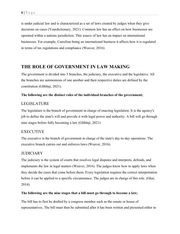 PART A: THE ROLE OF GOVERNMENT IN LAW MAKING_6