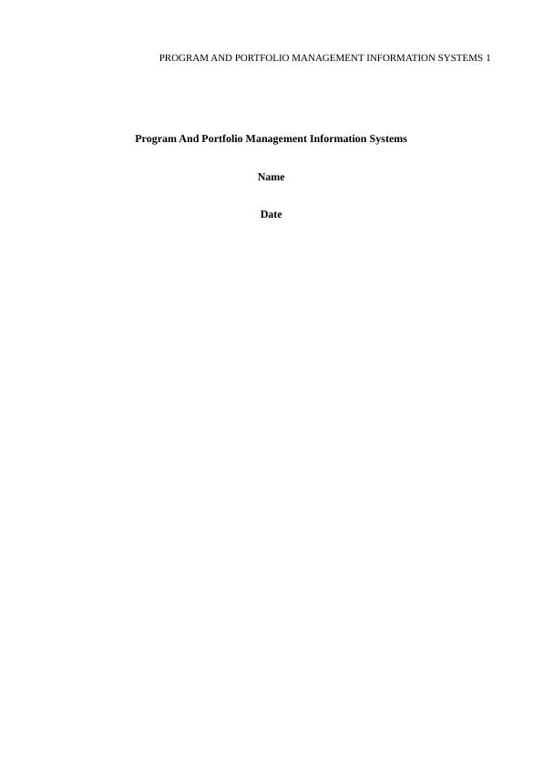 Program And Portfolio Management Information Systems Assignment_1
