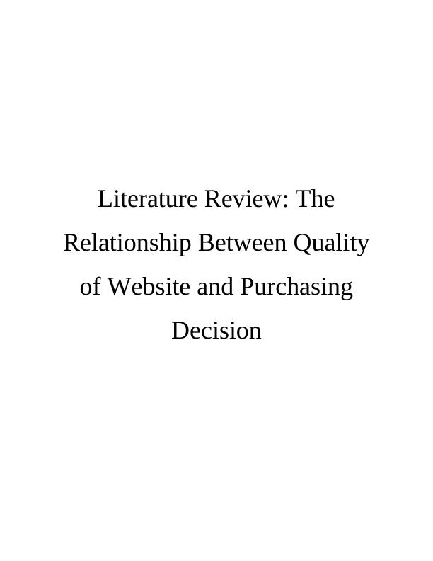 Quality of Website and Purchasing Decision | Literature Review_1