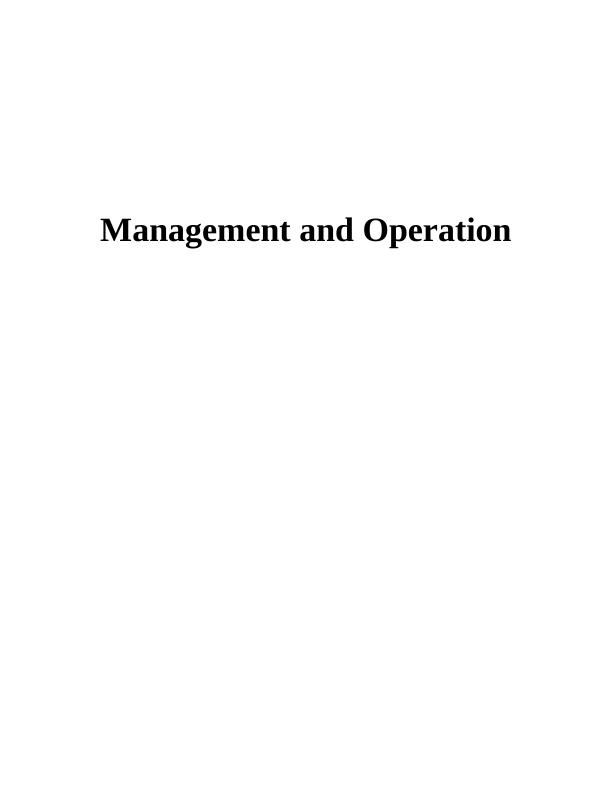 Management and Operations Assignment PDF : Mark and Spencer_1
