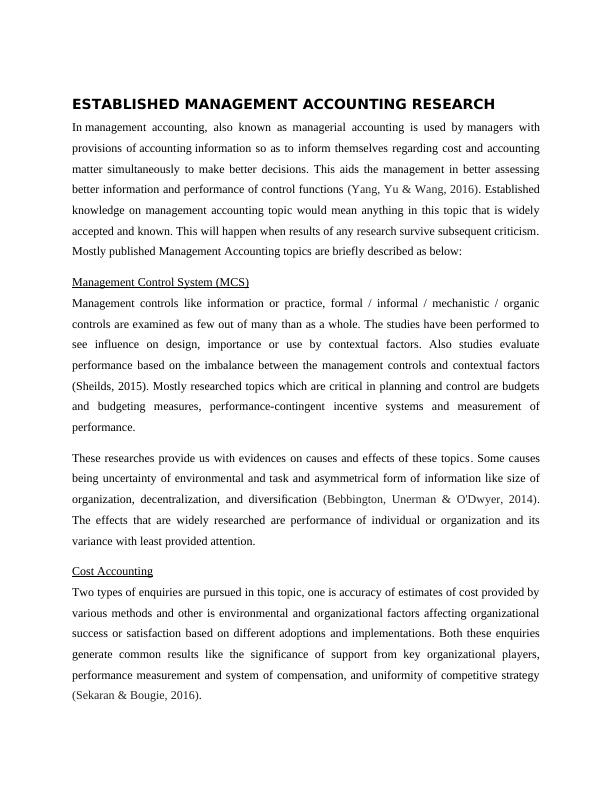 cost accounting topics for research paper