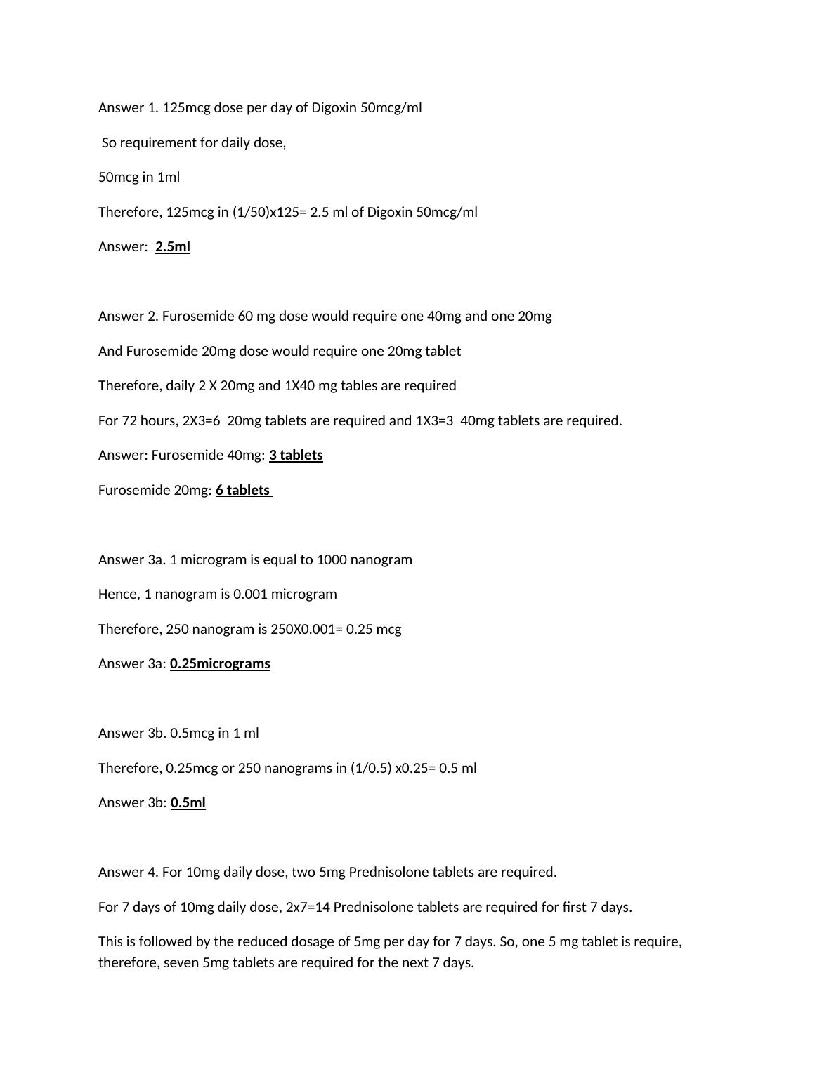 Medication Dose Calculations