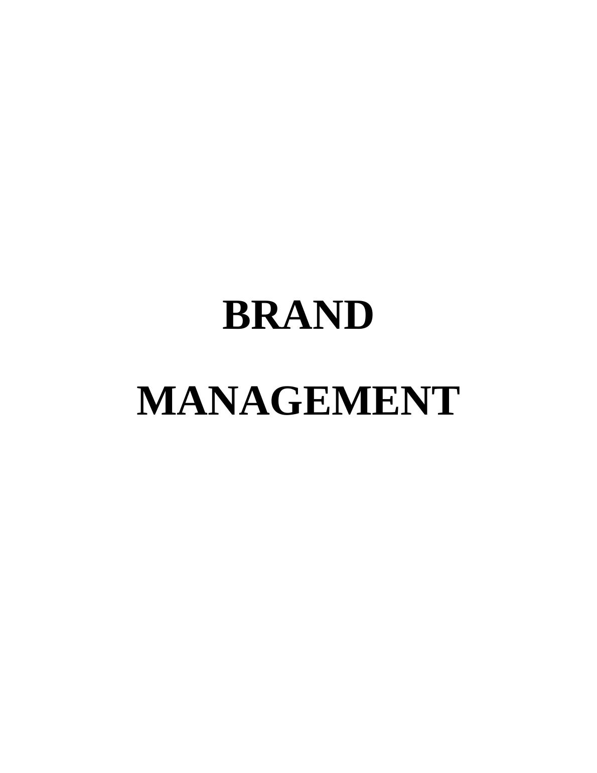 Brand Management Assignment Solution - Doc_1