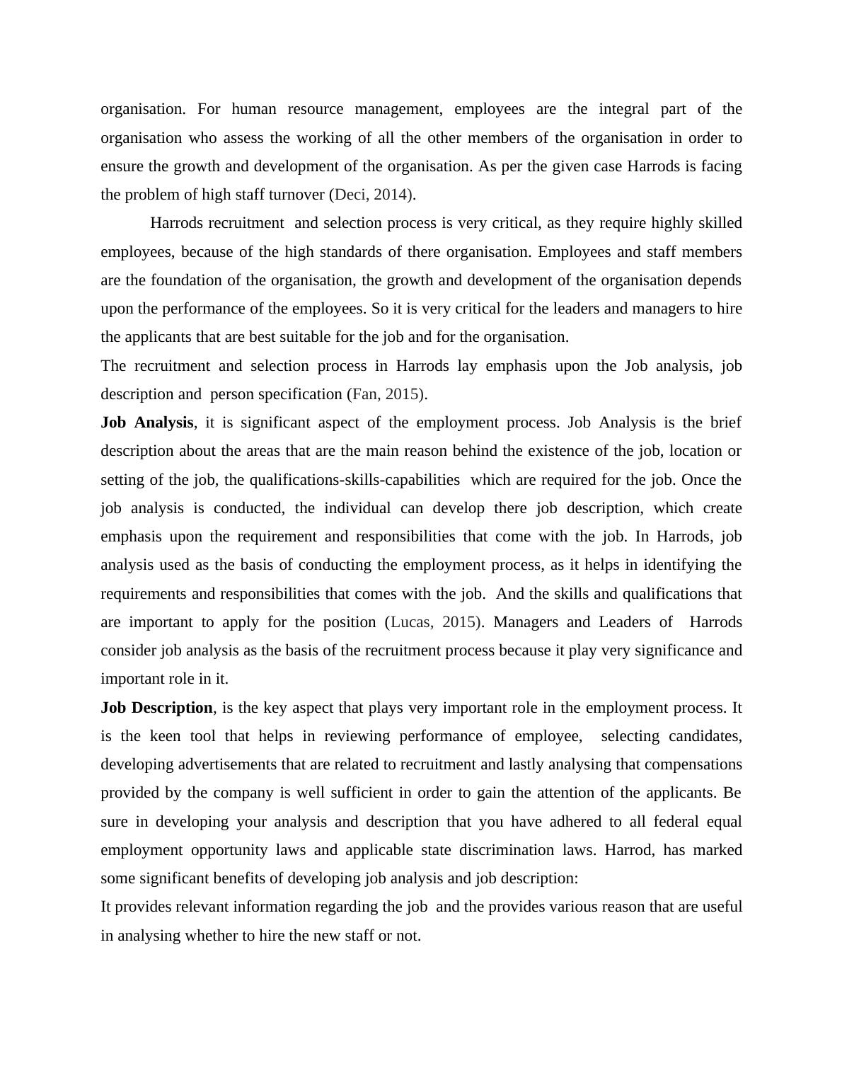 Employee Recruitment Process of Harrods