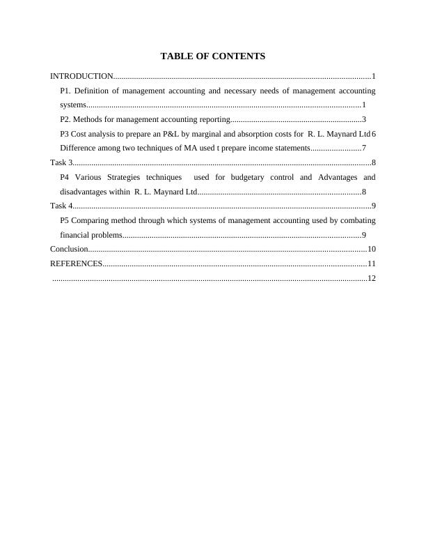 Management Accounting of R. L. Maynard Ltd : Report_2