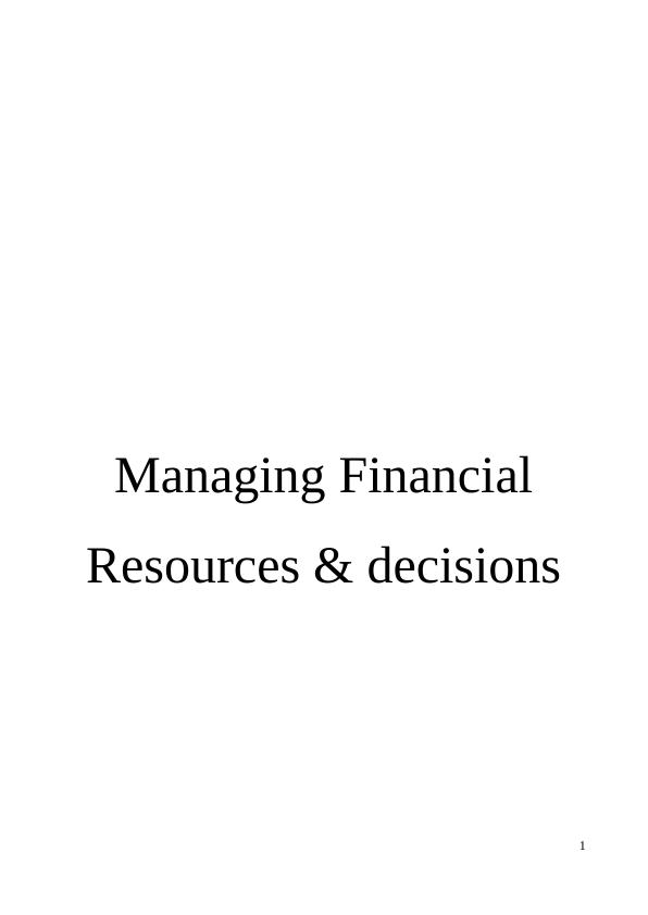 Managing Financial Resources & Decisions: Doc_1