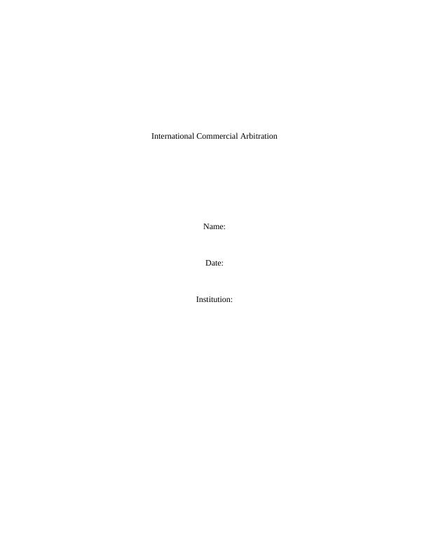 International Commercial Arbitration Assignment_1