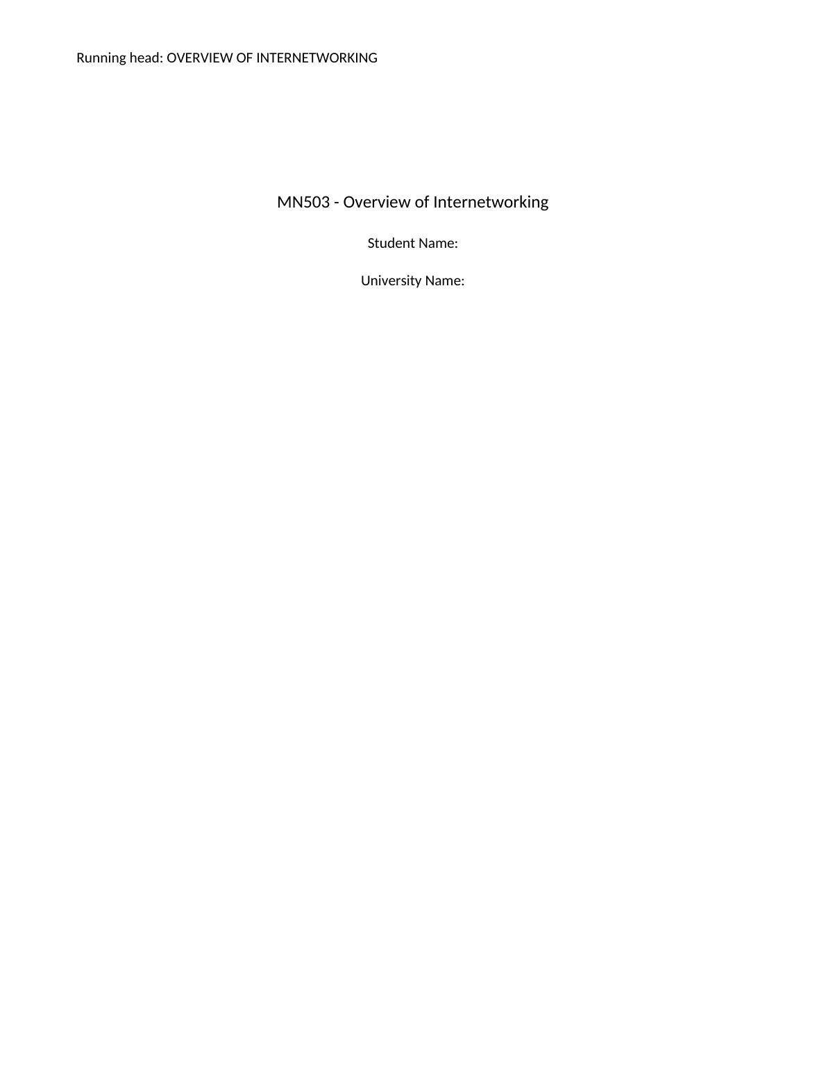 MN503 Overview Internetworking Assignment_1