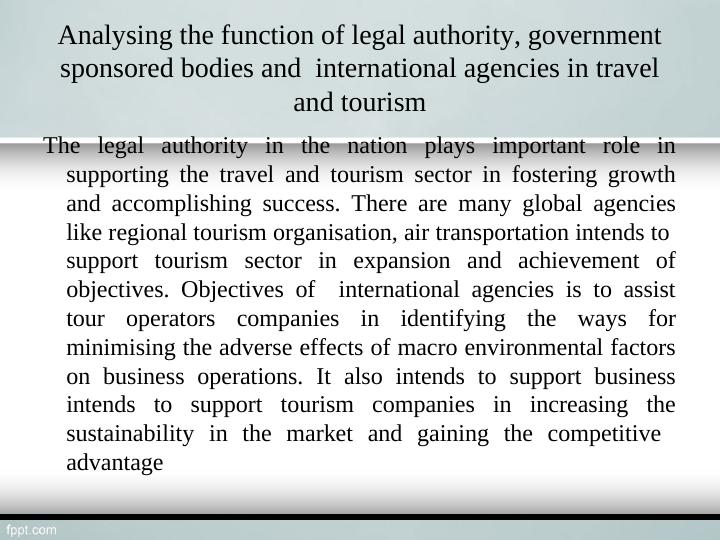 Analysing the Function of Legal Authority, Government Sponsored Bodies and International Agencies in Travel and Tourism_3