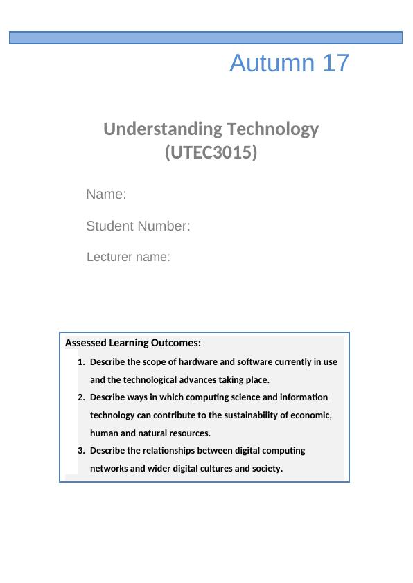 UTEC3015 - Understanding Technology Assignment_1