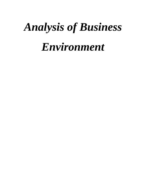 Analysis of Business Environment_1