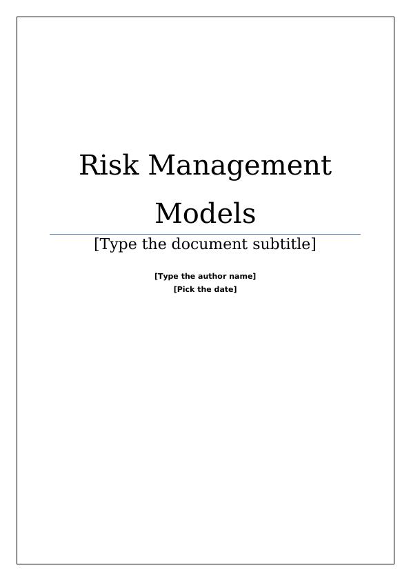 Risk Management Models Questions  2022_1
