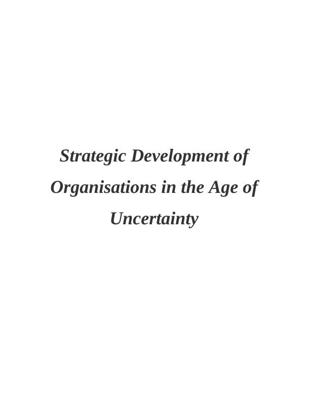 Essay on Strategic Development of Organisations_1
