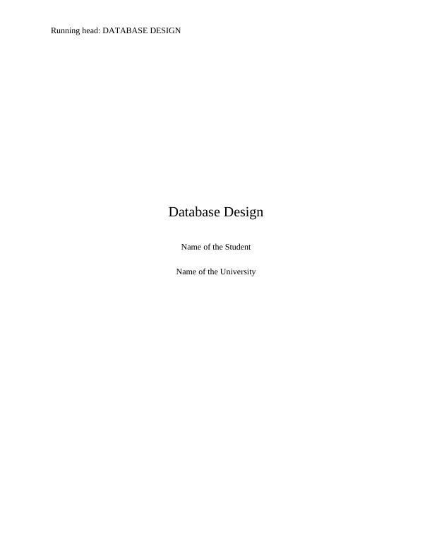 Database Design And Development  -   Assignment_1