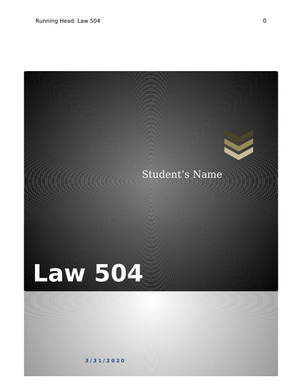 Law 504 Case Study | Assignment_1