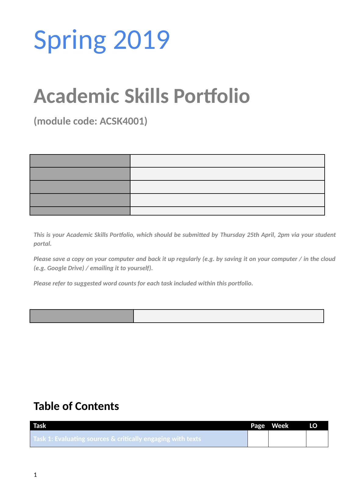 Spring 2019 Academic Skills Portfolio (module code: ACSK4001)_1