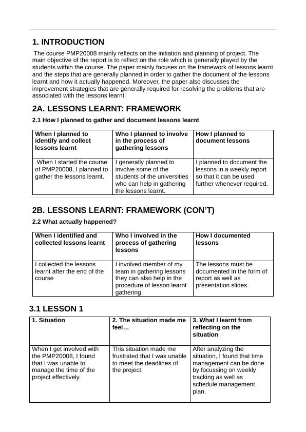 Lessons Learned in Project Management: Framework and Improvement Strategies | PMP20008 Report_3