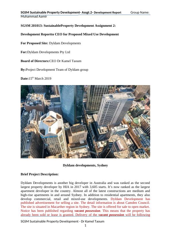 Development Report for Proposed Mixed Use Development at Dyldam ...