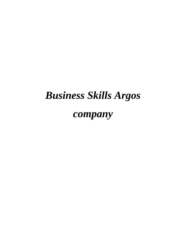Assignment On Business Skills | Argos Company_1